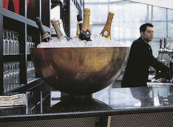 champagne in cooler on bar champagne in cooler on bar
