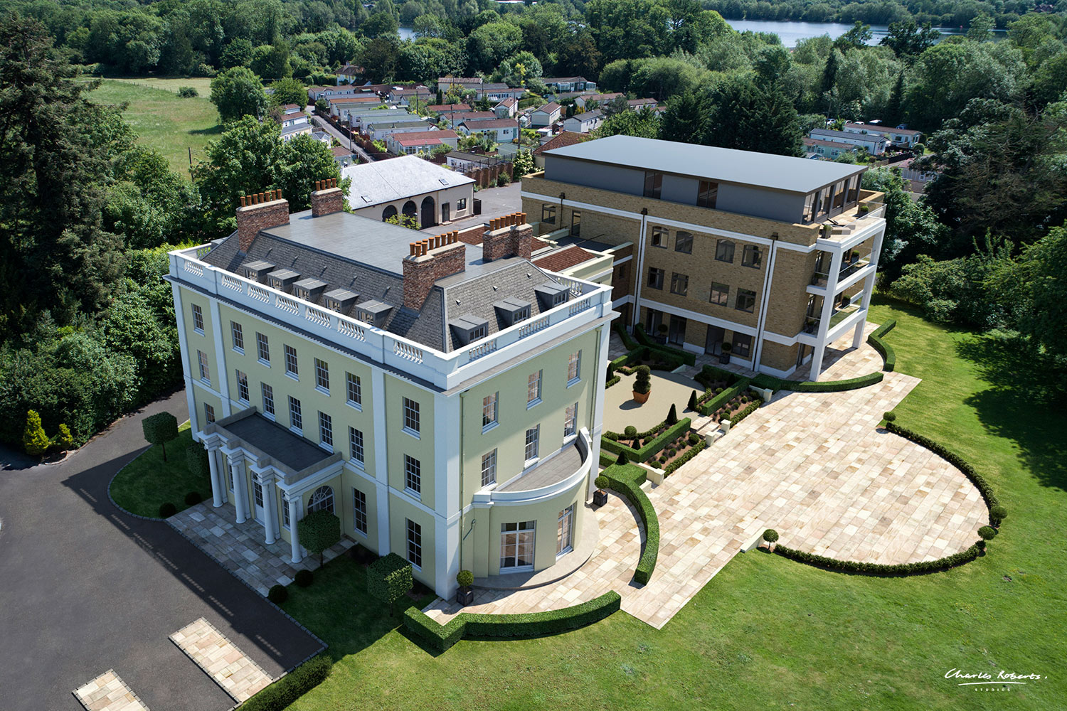 2 retirement home aerial cgi care home architectural visualisation