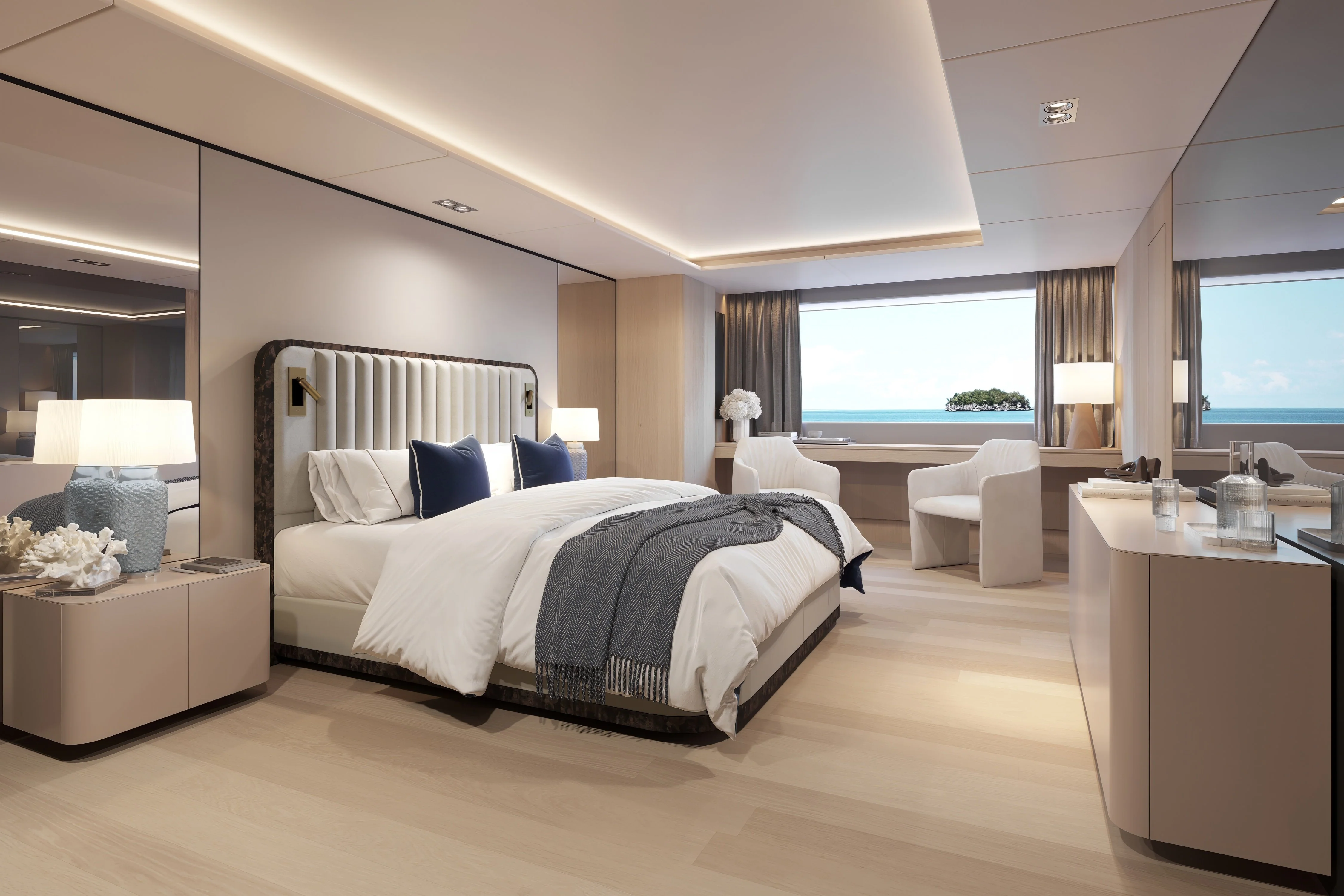 luxury yacht master bedroom interior cgi savoir luna