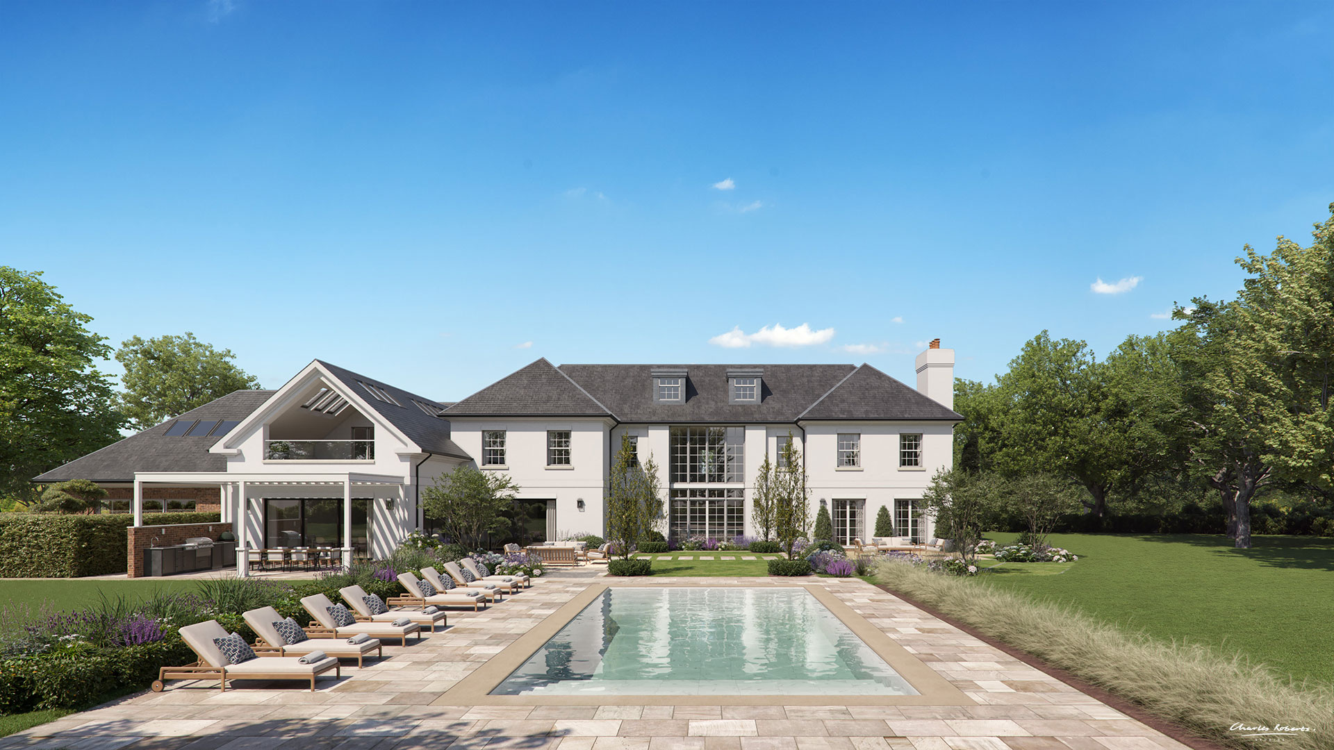 Swimming Pool CGI for a Riverside Garden