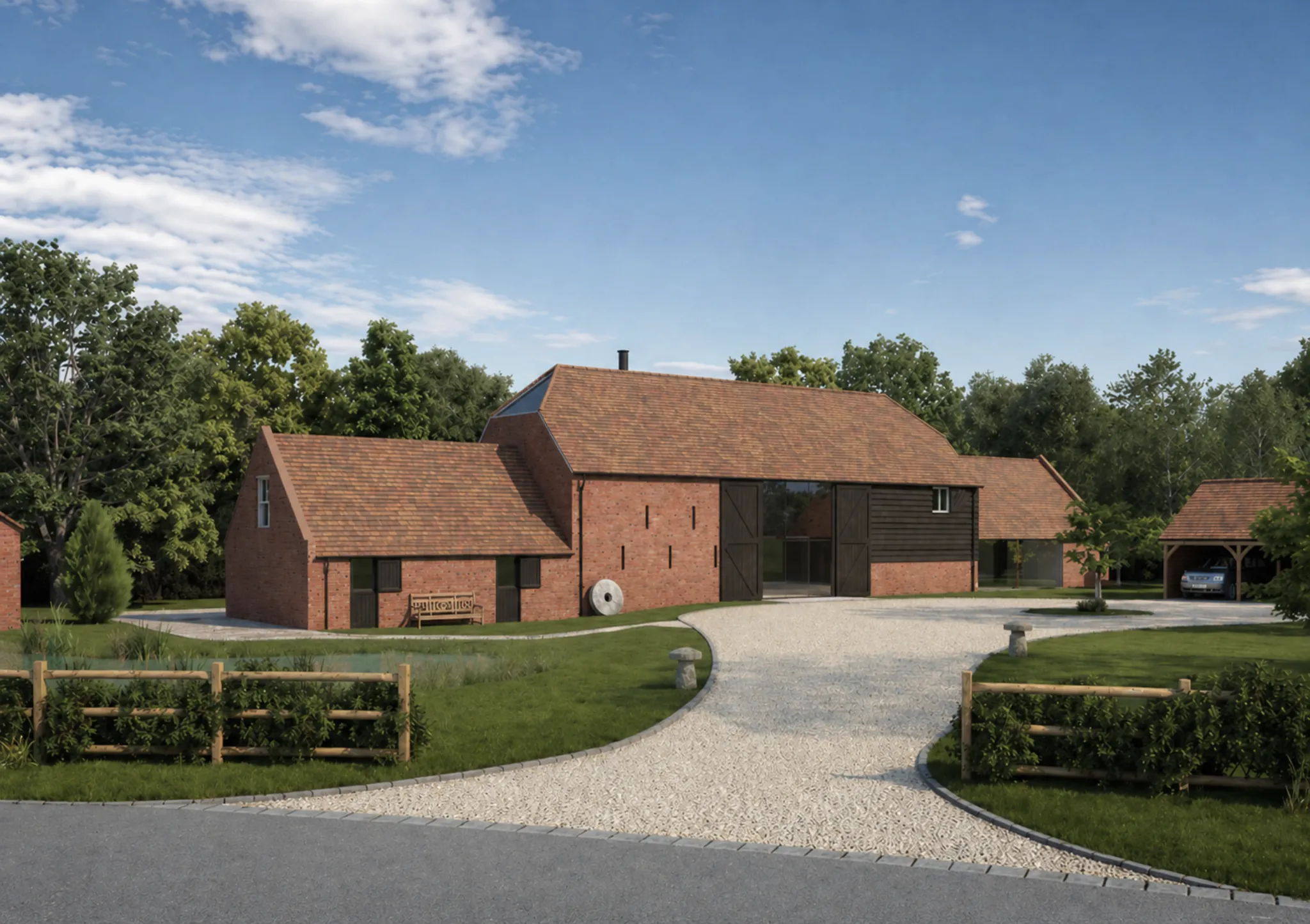 barn conversion property cgi rural architecture