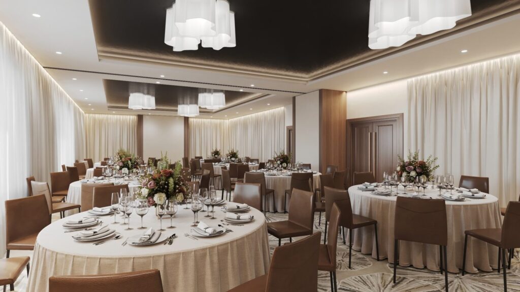 marriott hotel london proposed interior design banquet setup cgi
