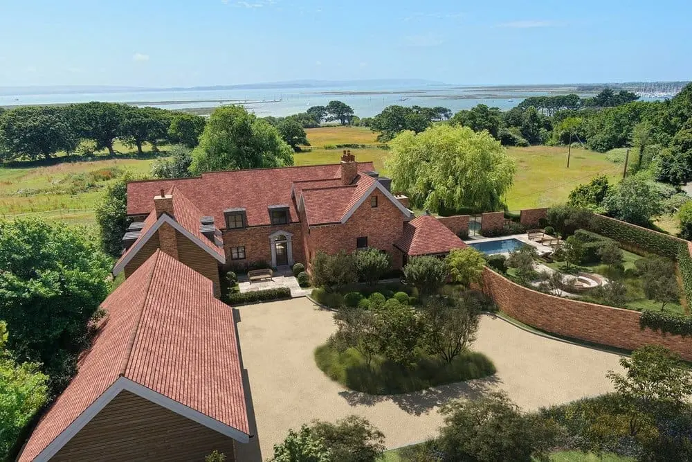 aerial 3d rendering coastal farmhouse redevelopment