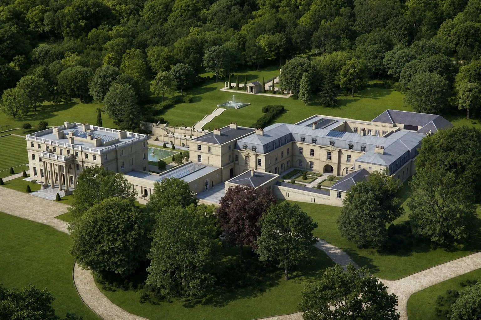 benham park architectural visualisation estate masterplan aerial