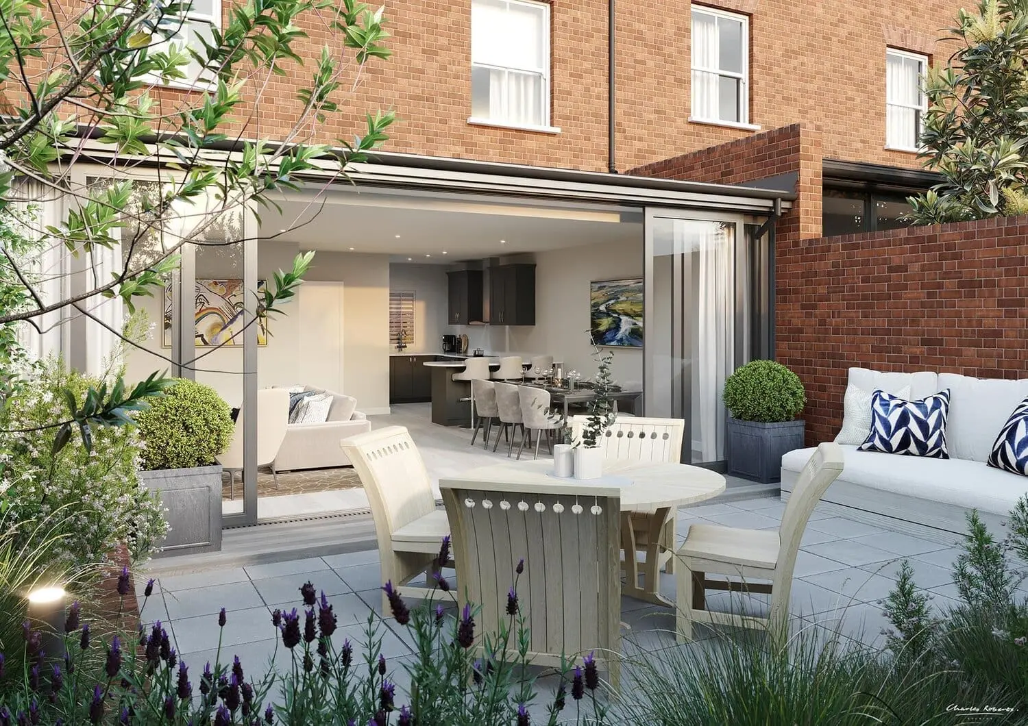 property 3d rendering townhouse garden terrace