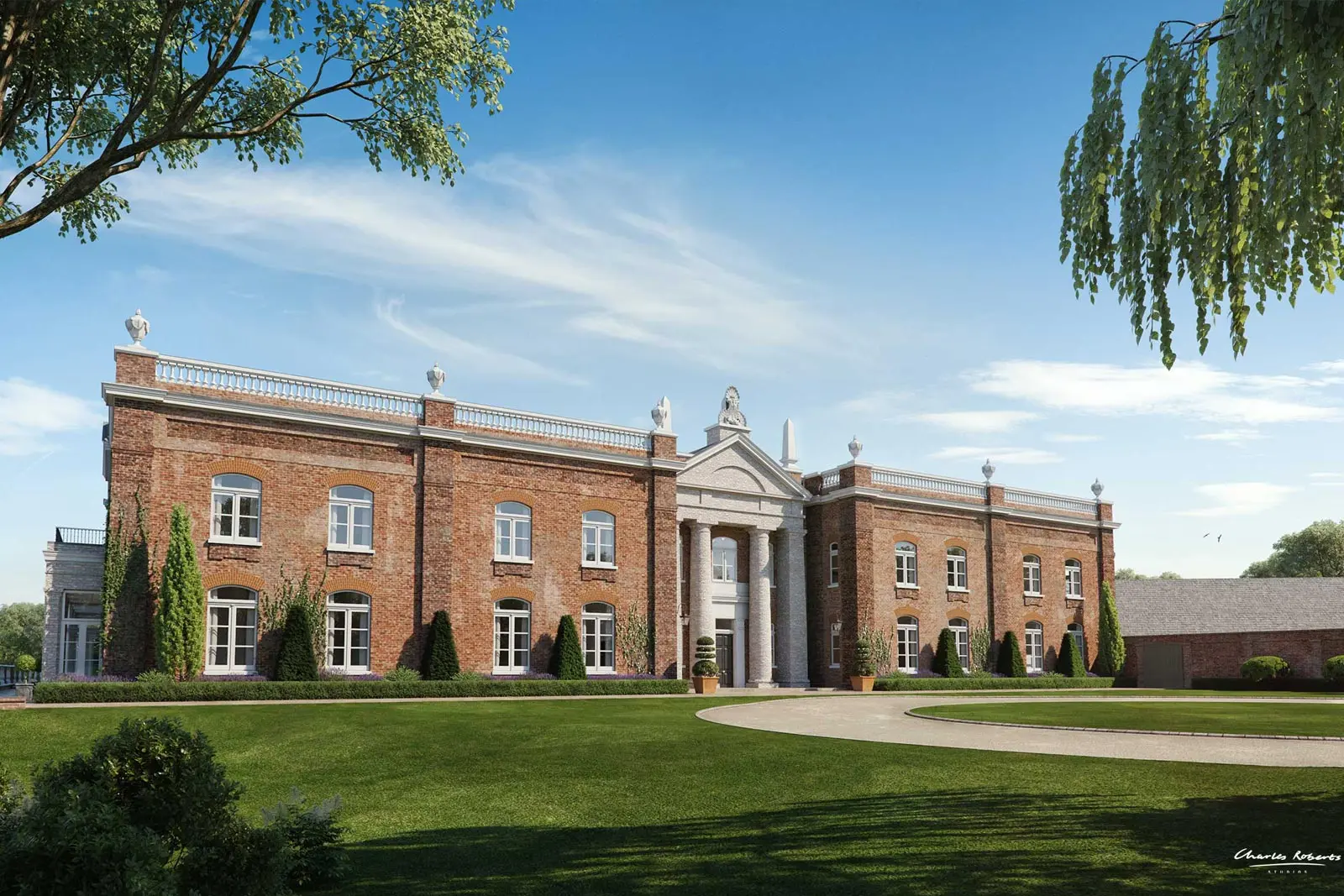 stately home property cgi exterior 3d rendering