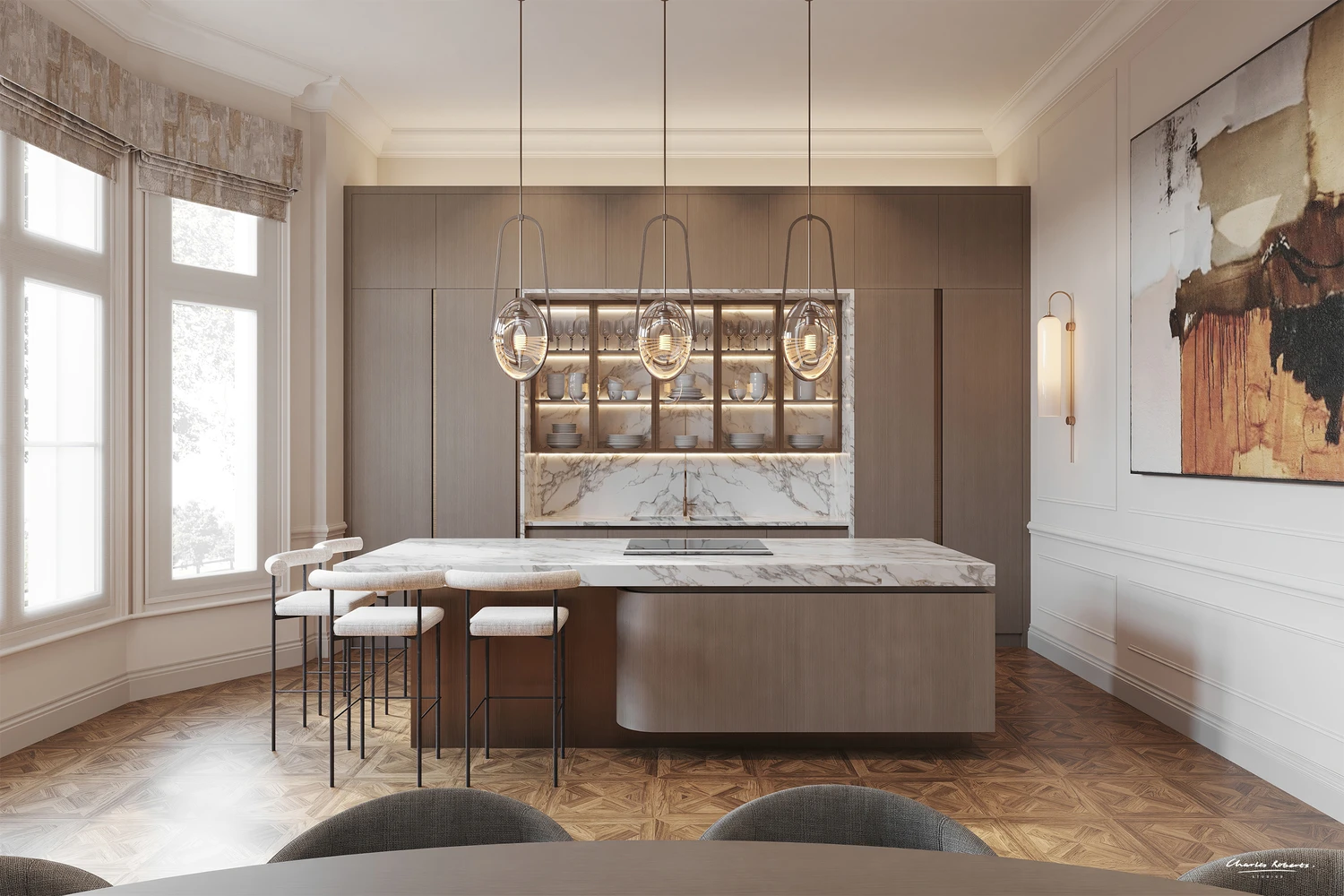 Kitchen CGI Mayfair Apartment