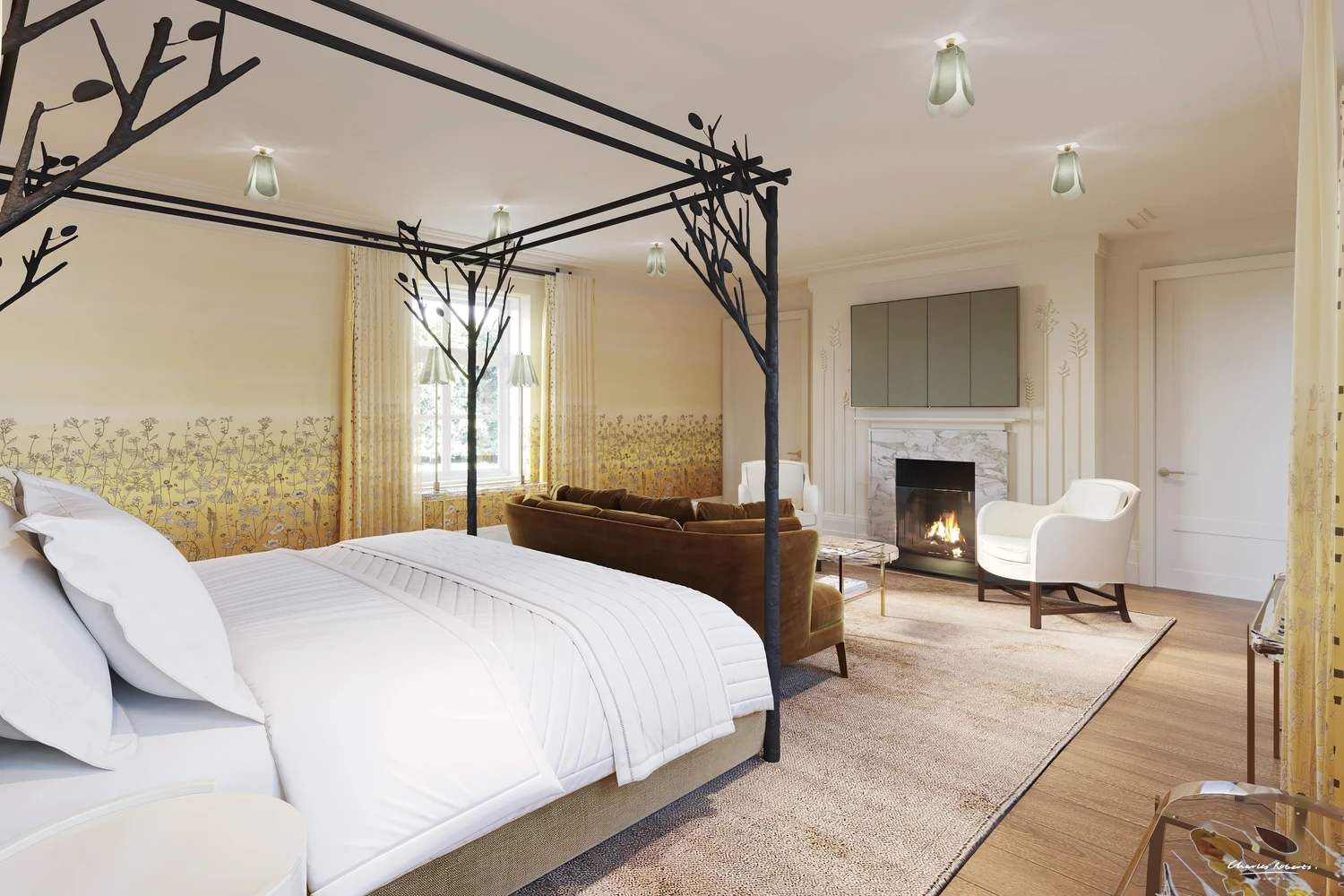 principal bedroom tree four poster bed fireplace interior cgi 1500×1000 principal bedroom tree four poster bed fireplace interior cgi 1500x1000